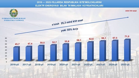 In 2016-2025, electricity supply in Uzbekistan increased by 55 percent