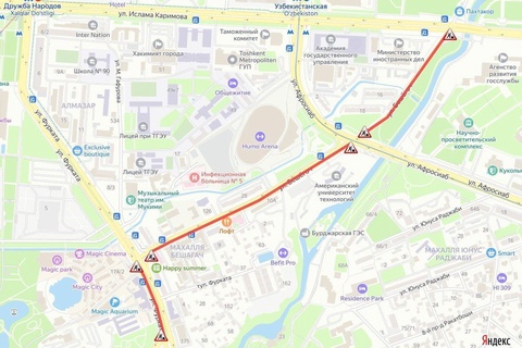 Poytaxtdagi Furqat va Beshyogʻoch koʻchalarining ayrim qismlari 19 kunga yopiladi