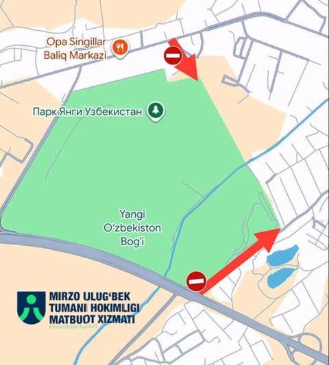 Yangi Oʻzbekiston bogʻi atrofida avtomobillar harakati vaqtincha cheklanadi