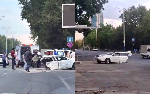 Тошкентда юз берган йўл-транспорт ҳодисаси оқибатида Lacetti иккига бўлиниб кетди