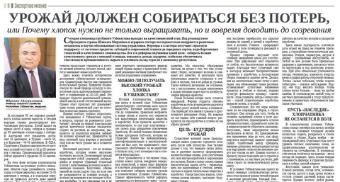 Урожай должен собираться без потерь, или почему хлопок нужно не только выращивать, но и вовремя доводить до созревания