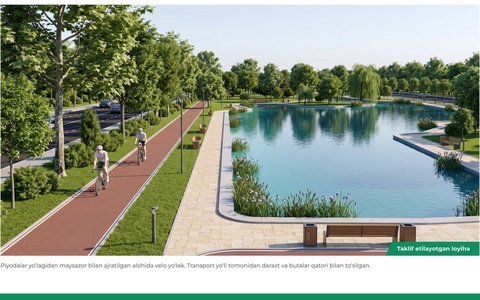 New Boulevard with an Artificial Lake Being Built in Olmazor