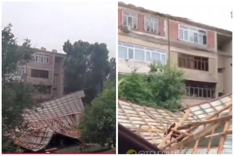 Boʻstonliqda kuchli shamol oqibatida “dom”lardan birining tom qismi uchib ketdi