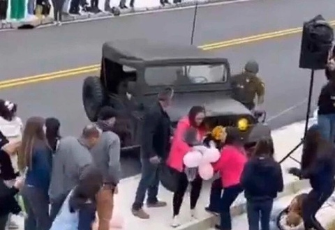 A jeep drove into a crowd at a parade in Brazil