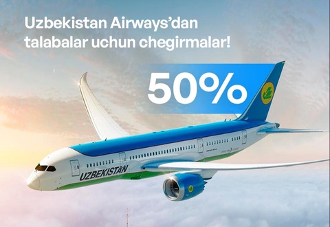 Talabalar uchun aviachiptalarga chegirma eʼlon qilindi