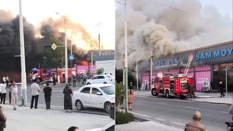 Навоийдаги савдо мажмуаларидан бирида ёнғин содир бўлди