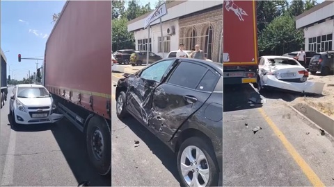 Янгиҳаёт туманида 10 та автомашина иштирокида йўл-транспорт ҳодисаси юз берди