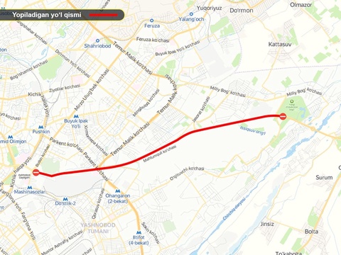 Эртага Тошкент шаҳридаги айрим кўчалар бир муддатга ёпилади