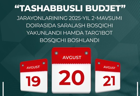 “Tashabbusli budjet”ning 2025-yilgi 2-mavsumida targʻibot bosqichi boshlandi