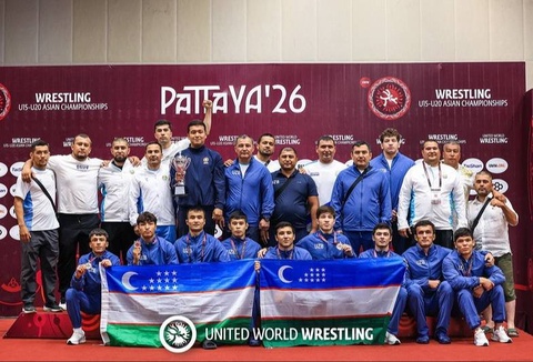 Сборная Узбекистана по греко-римской борьбе завоевала 8 медалей на чемпионате Азии U20 в Паттайе