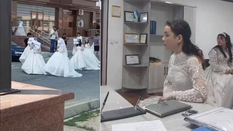 Jizzaxda bir guruh qizlar qogʻozga “Er kerak“ deb yozib, koʻchalarni aylandi