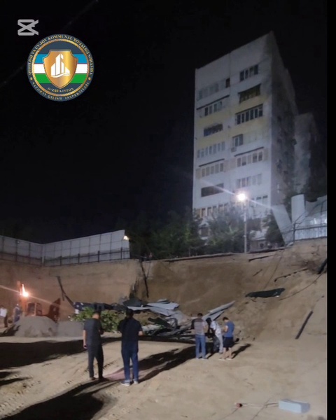 Toshkent shahrida mehmonxona binosi qurilishi chog‘ida kotlovanning bir qismi o‘pirilib tushdi