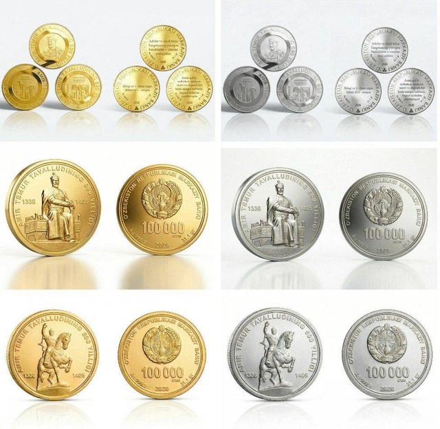 Центробанк Узбекистана запустил в продажу памятные монеты к 690-летию Амира Темура